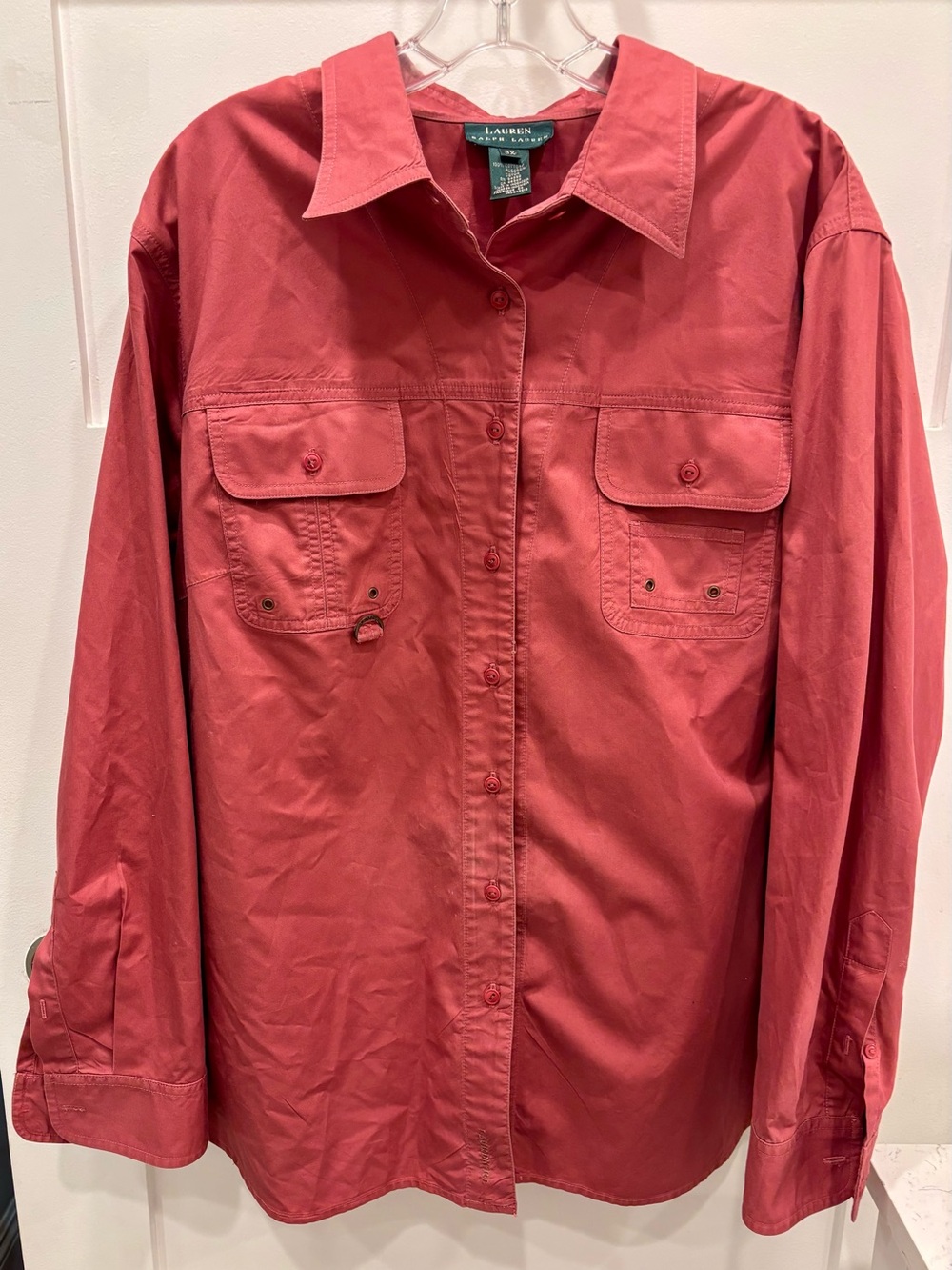 Vintage Lauren Ralph Lauren Coral Button-Front Utility Shirt
